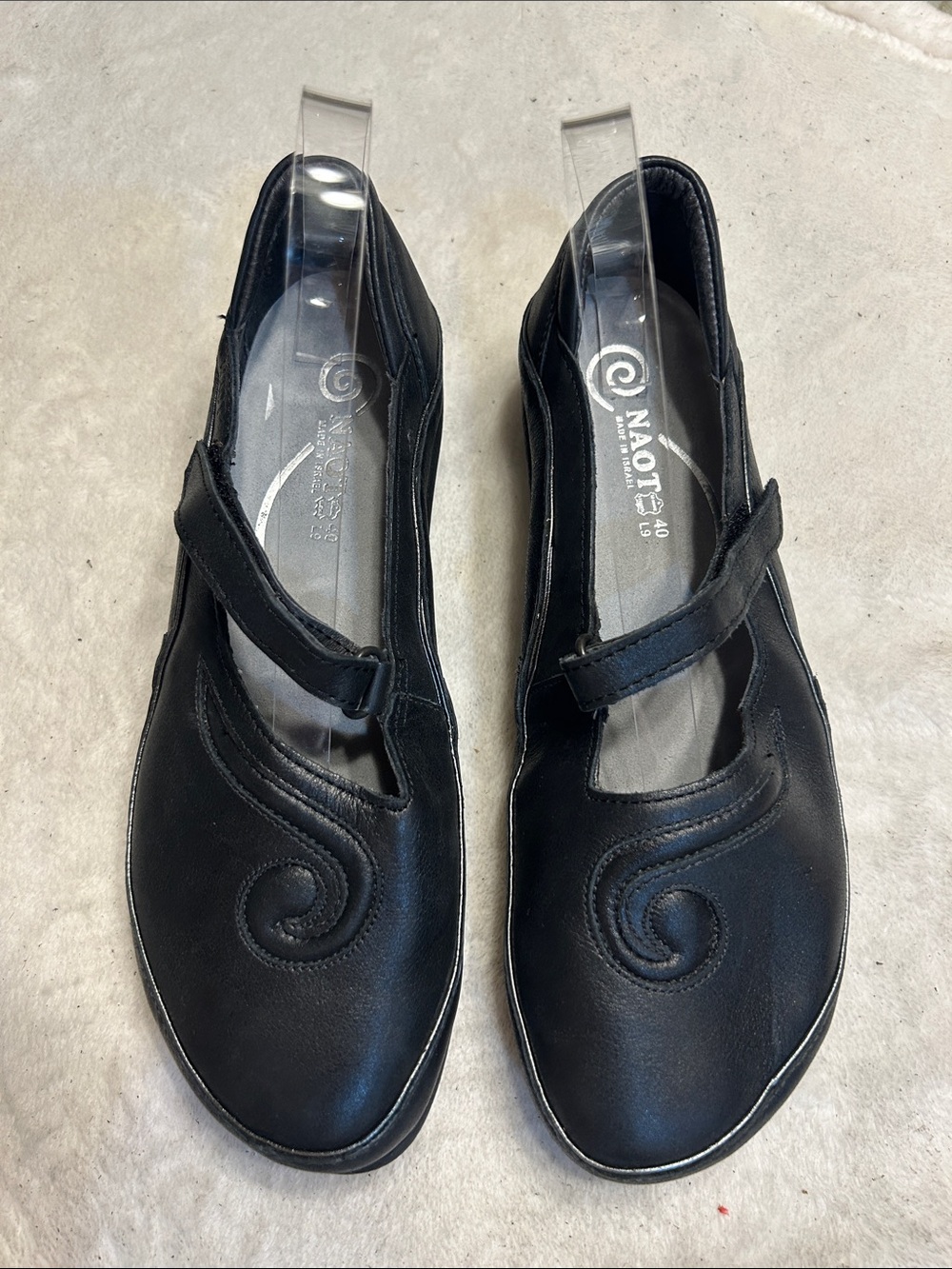Naot Black Leather Mary Jane Loafers